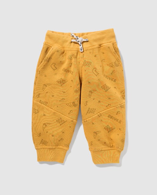 Calças desportivas de bebé menino Brotes mostarda Calças desportivas de bebé menino Brotes mostarda