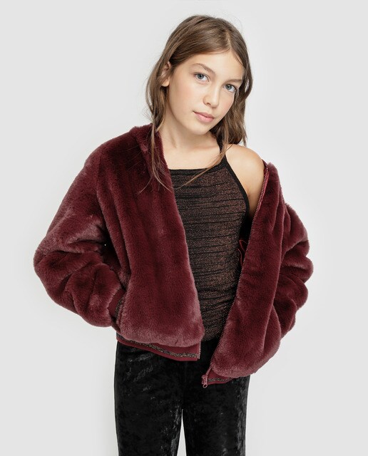 Blusão bomber de pêlo Belle&Rebel grená Blusão bomber de pêlo Belle&Rebel grená