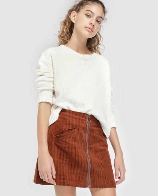 Saia de bombazina Belle&Rebel castanha Saia de bombazina Belle&Rebel castanha