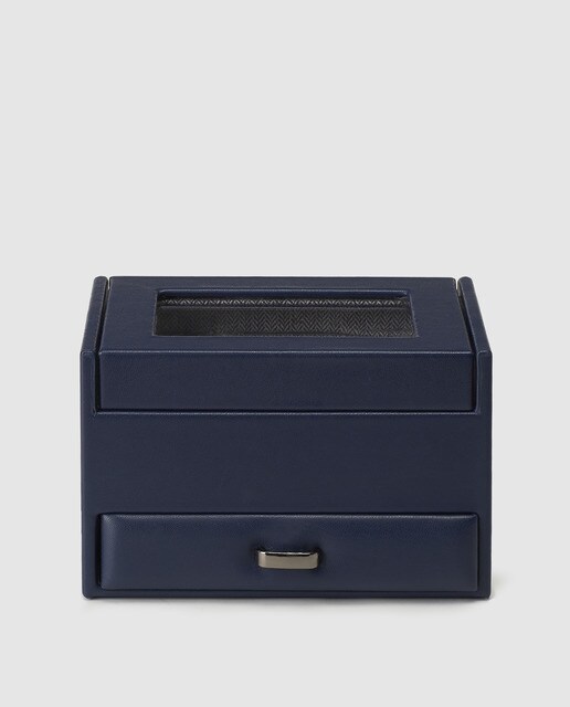 Porta-relógios Emidio Tucci de compartimento duplo azul-marinho