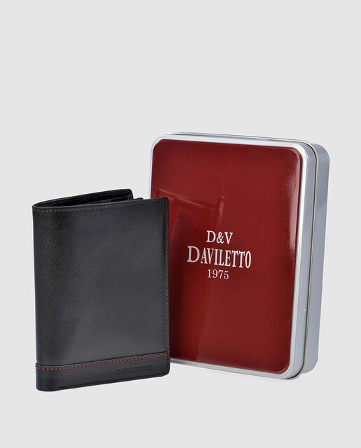 Carteira vertical de homem Daviletto em pele preta