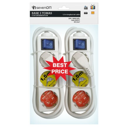 Image of Base Eléctrica Multiple 3 Tomas (x2) 000303006779