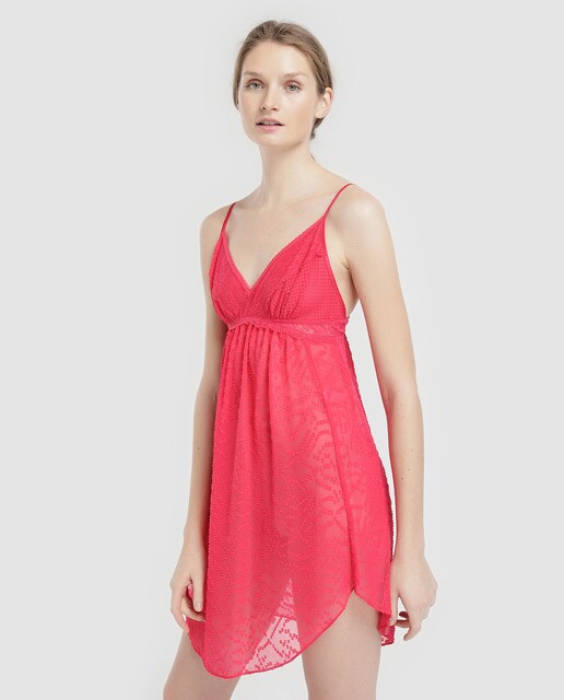 Camisa de dormir Moon River rosa com renda