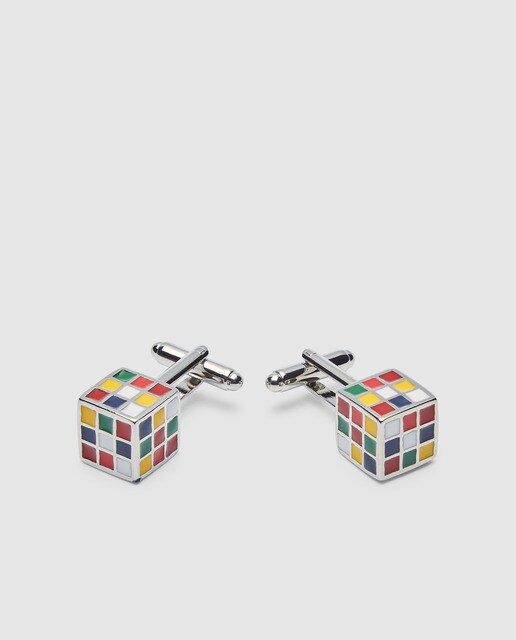 Botões de punho Emidio Tucci metálicos de cubo Rubik