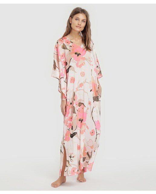 Kaftan comprido para casa Moon River com estampado floral Kaftan comprido para casa Moon River com estampado floral