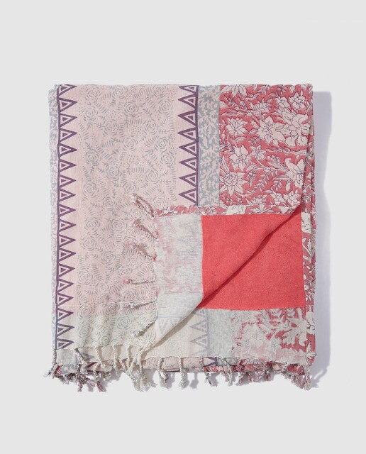 Kikoy Easy Wear de algodão com rebordos decorativos florais Kikoy Easy Wear de algodão com rebordos decorativos florais