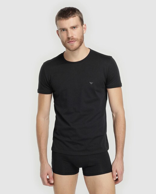 Pack de duas camisolas interiores de manga curta de homem Emporio Armani de duas cores