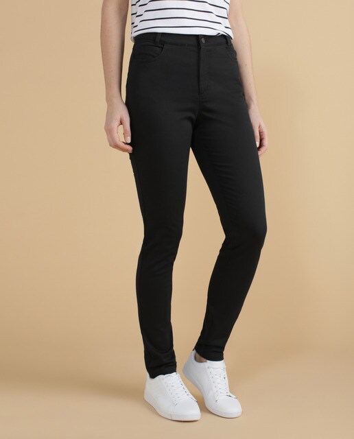 Calças skinny de cinco bolsos de mulher