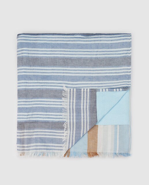 Toalha de praia Southern Cotton de algodão às riscas azul Toalha de praia Southern Cotton de algodão às riscas azul