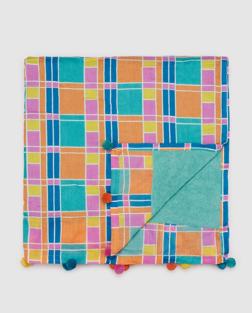Kikoy de algodão Jo & Mr. Joe Los Ramblings aos quadrados multicolor Kikoy de algodão Jo & Mr. Joe Los Ramblings aos quadrados multicolor