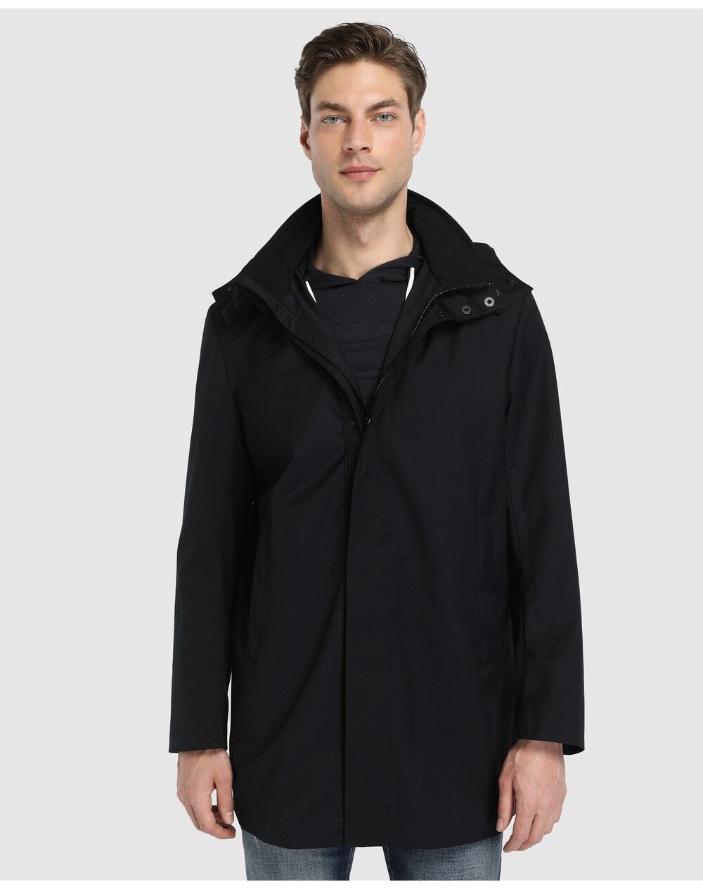 Imperméable Emporio Armani bleu à capuche