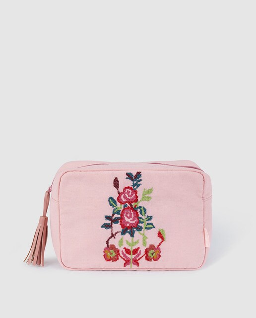 Nécessaire de mulher Énfasis rosa com bordado Nécessaire de mulher Énfasis rosa com bordado
