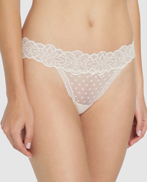 Tanga Énfasis às bolinhas e com renda Tanga Énfasis às bolinhas e com renda
