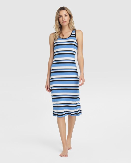 Vestido de praia às riscas tricolor Vestido de praia às riscas tricolor