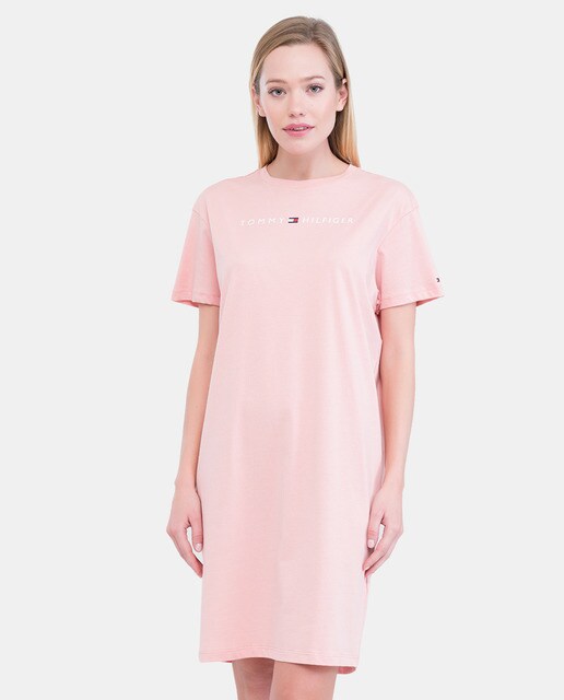 Vestido para casa rosa com logótipo Vestido para casa rosa com logótipo