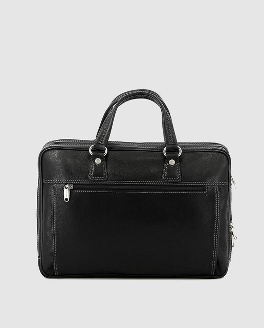 Porta-moedas de homem Hexagona preto em pele com compartimento duplo Porta-moedas de homem Hexagona preto em pele com compartimento duplo