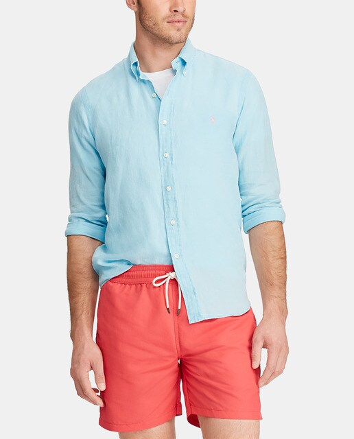 polo ralph lauren men's slim fit linen shirt