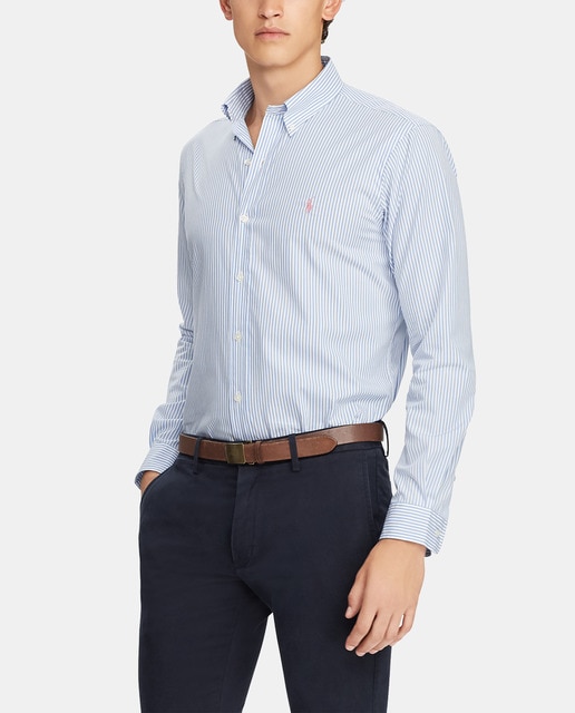 polo ralph lauren slim fit striped poplin shirt