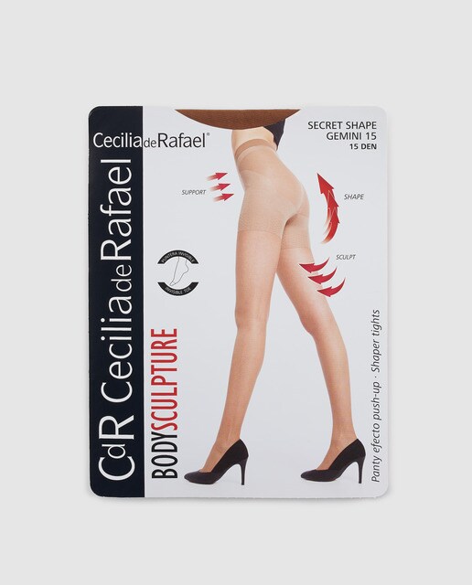 Collants de mulher Secret Shape Gemini com calções redutores moldadores push-up castanhos