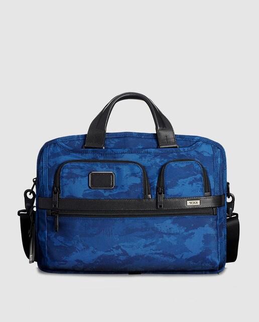 Porta-documentos de homem Tumi T-Pass azul-marinho estampado com fecho de correr Porta-documentos de homem Tumi T-Pass azul-marinho estampado com fecho de correr