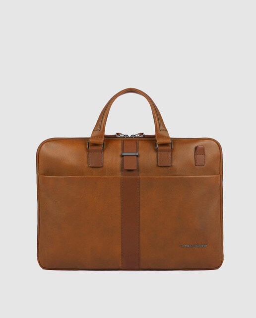 Portadocumentos de hombre Piquadro de piel en marrón con cremallera Portadocumentos de hombre Piquadro de piel en marrón con cremallera