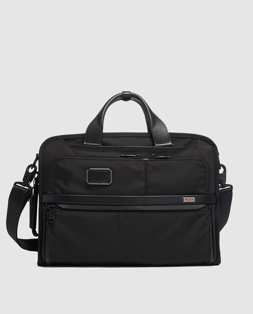 Porta-documentos de homem Tumi Three Way preto liso conversível em mochila Porta-documentos de homem Tumi Three Way preto liso conversível em mochila