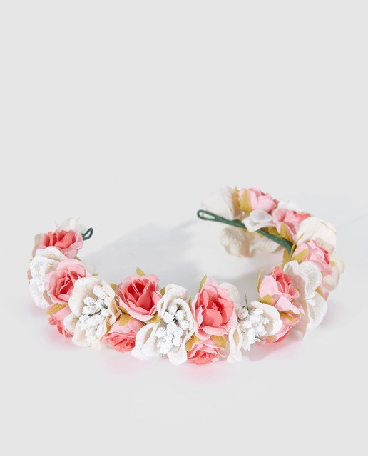 Bandolete de flores Florsali em tom rosa e branco Bandolete de flores Florsali em tom rosa e branco