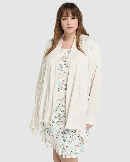 Robe aberto tamanhos grandes Lazo Plus bege Robe aberto tamanhos grandes Lazo Plus bege