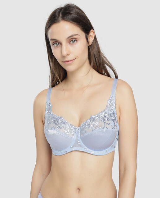 Sujetador bordado azul con aro Sujetador bordado azul con aro