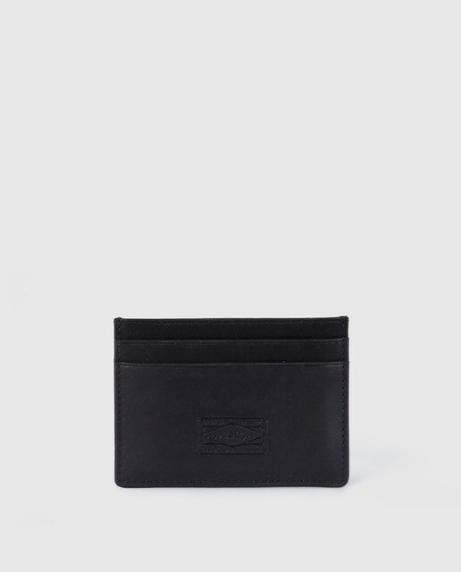 Porta-cartões de homem Jo & Mr. Joe Men em pele preto com gravura da marca Porta-cartões de homem Jo & Mr. Joe Men em pele preto com gravura da marca