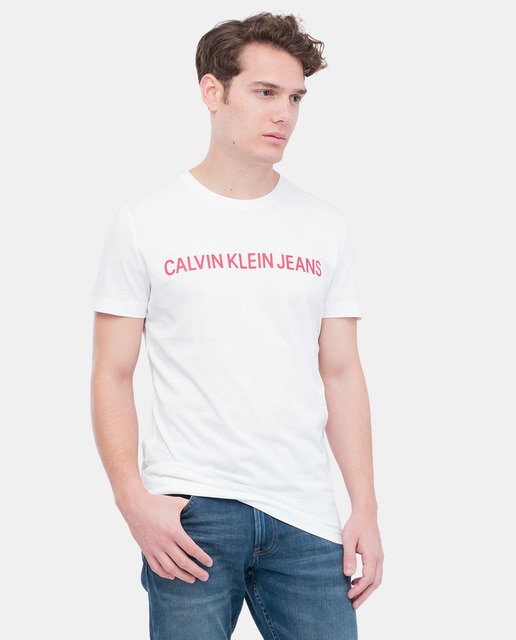 Camiseta De Hombre Calvin Klein Jeans Blanca De Manga Corta Calvin