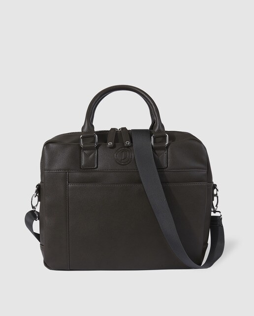 Porta-documentos de homem Dustin castanho-escuro com fecho de correr e logótipo à frente Porta-documentos de homem Dustin castanho-escuro com fecho de correr e logótipo à frente