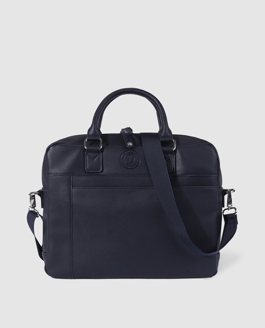 Porta-documentos de homem Dustin azul-marinho com fecho de correr e logótipo à frente Porta-documentos de homem Dustin azul-marinho com fecho de correr e logótipo à frente