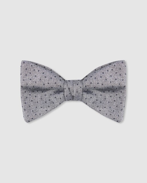 Laço de seda Hugo Boss cinzento às bolinhas