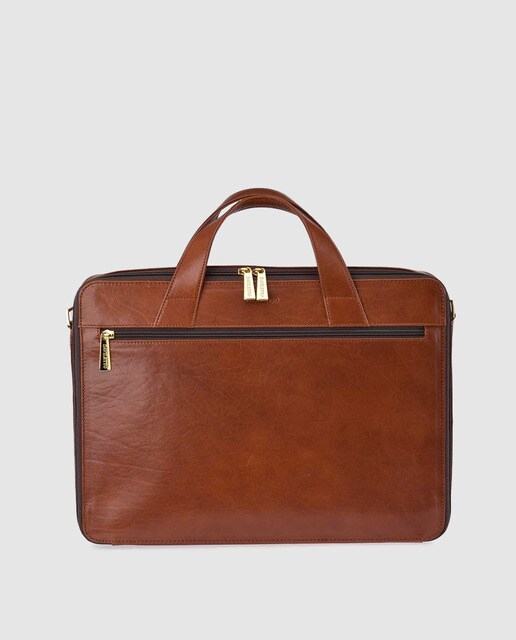 Porta-documentos de homem Daviletto em pele castanho com fecho de correr Porta-documentos de homem Daviletto em pele castanho com fecho de correr