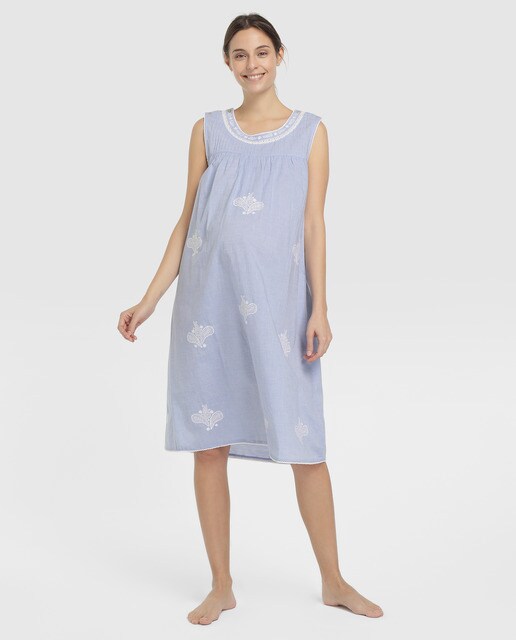 Camisa de dormir curta de pré-mamã sem mangas