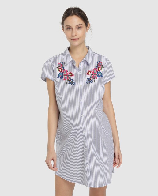 Camisa de dormir de pré-mamã tipo camiseiro de manga curta