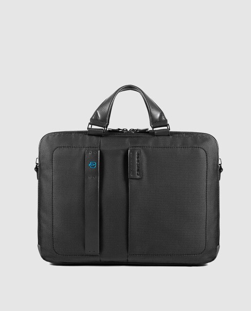 Porta-documentos de homem Piquadro de couro e tecido preta com fecho de correr Porta-documentos de homem Piquadro de couro e tecido preta com fecho de correr