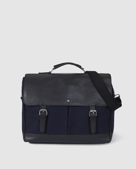 Porta-documentos de homem Emidio Tucci azul-marinho e preto com aba Porta-documentos de homem Emidio Tucci azul-marinho e preto com aba