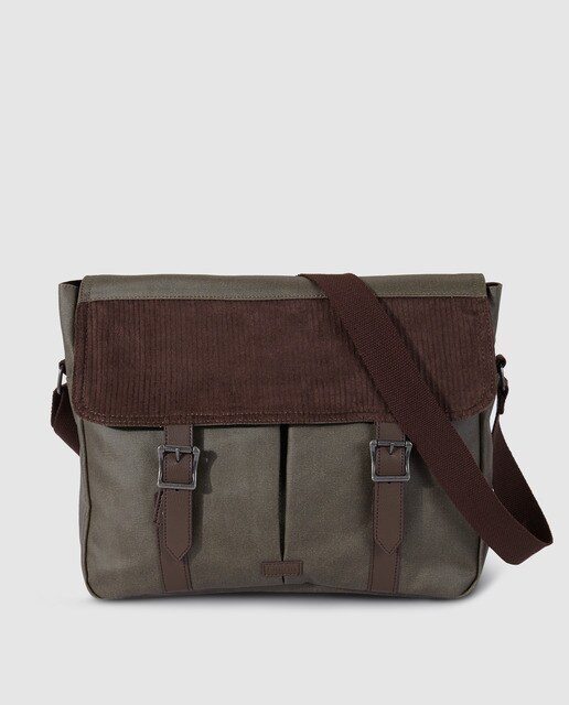 Porta-documentos de homem Dustin de algodão caqui com aba combinada Porta-documentos de homem Dustin de algodão caqui com aba combinada