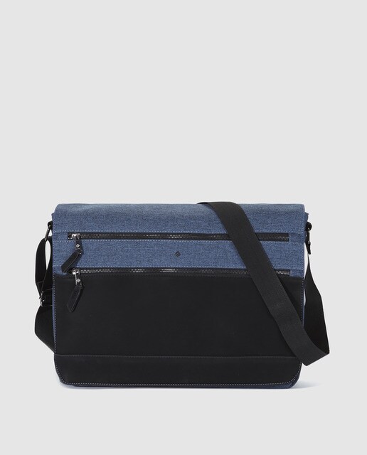 Porta-documentos de homem Emidio Tucci azul e preto com aba Porta-documentos de homem Emidio Tucci azul e preto com aba