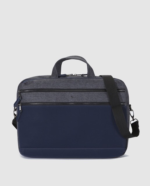 Porta-documentos de homem Emidio Tucci cinzento e azul-marinho com fecho de correr Porta-documentos de homem Emidio Tucci cinzento e azul-marinho com fecho de correr