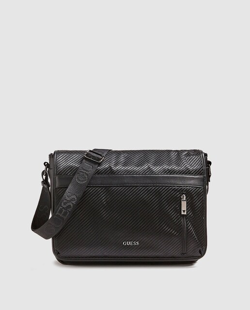 Porta-documentos de homem Guess texturizado preto com aba Porta-documentos de homem Guess texturizado preto com aba