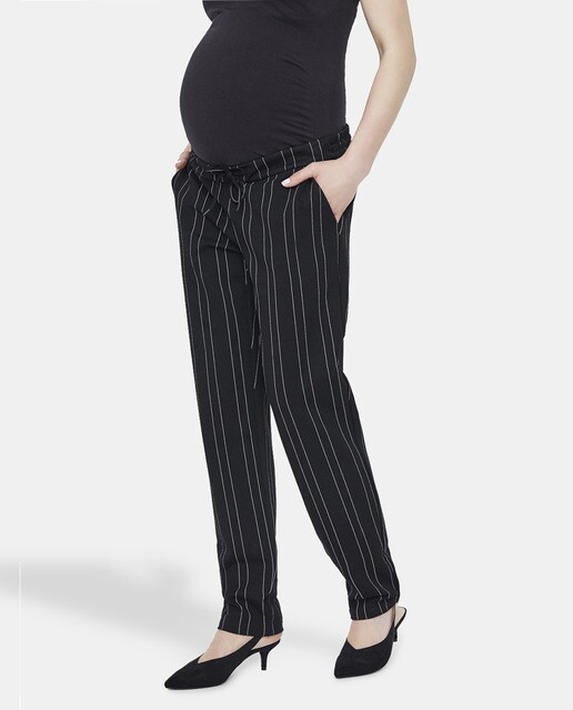 Calças fluidas Mamalicious de pré-mamã às riscas Calças fluidas Mamalicious de pré-mamã às riscas