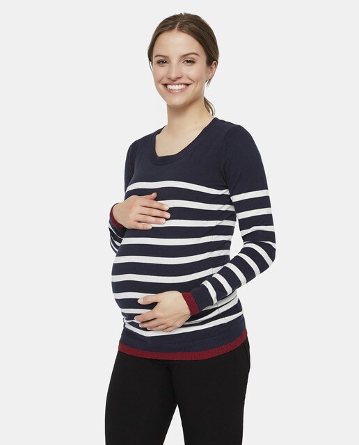 Camisola de manga comprida Mamalicious de pré-mamã às riscas Camisola de manga comprida Mamalicious de pré-mamã às riscas