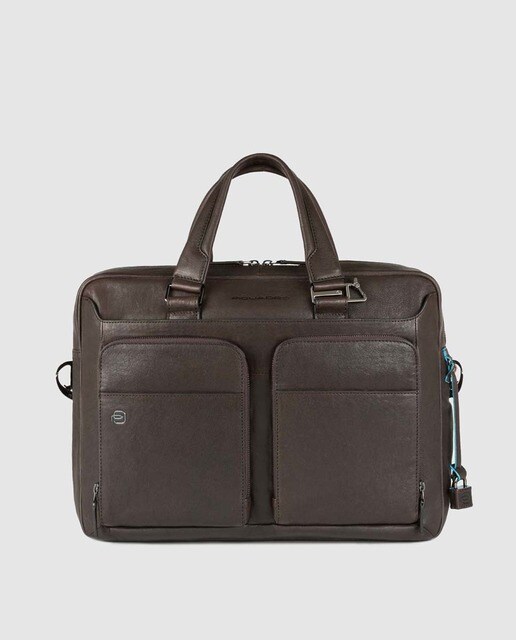 Porta-documentos de homem Piquadro castanho-escuro em pele com fecho de correr Porta-documentos de homem Piquadro castanho-escuro em pele com fecho de correr