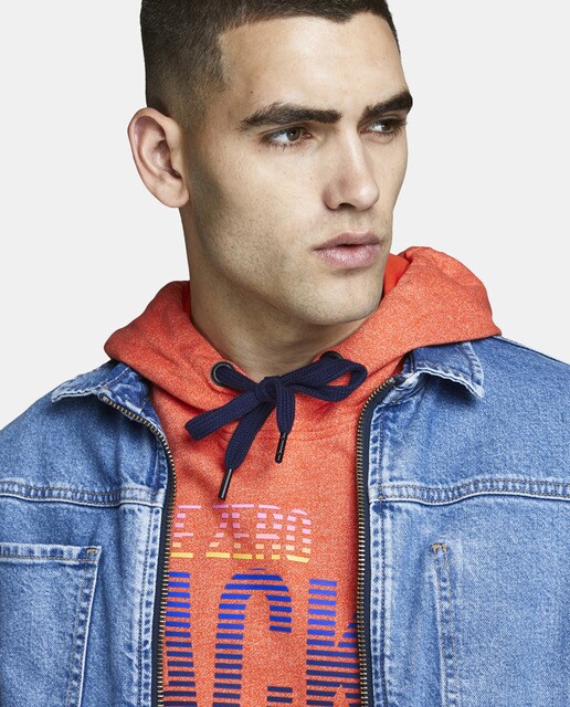 Sudadera de hombre naranja con capucha Sudadera de hombre naranja con capucha