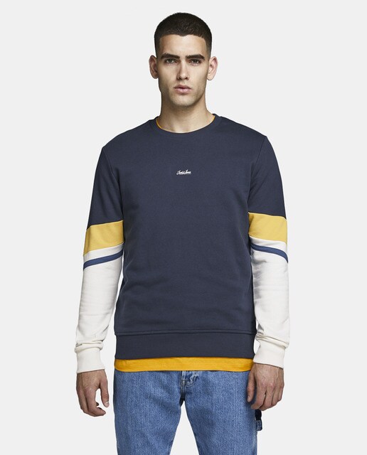 Sudadera de hombre azul marino con cuello redondo Sudadera de hombre azul marino con cuello redondo