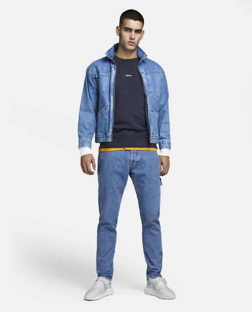 Sudadera de hombre azul marino con cuello redondo Sudadera de hombre azul marino con cuello redondo
