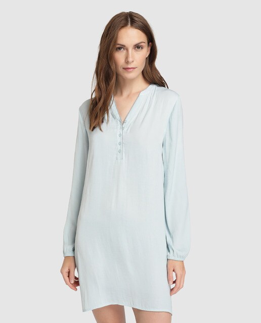 Camisa de dormir curta de mulher azul